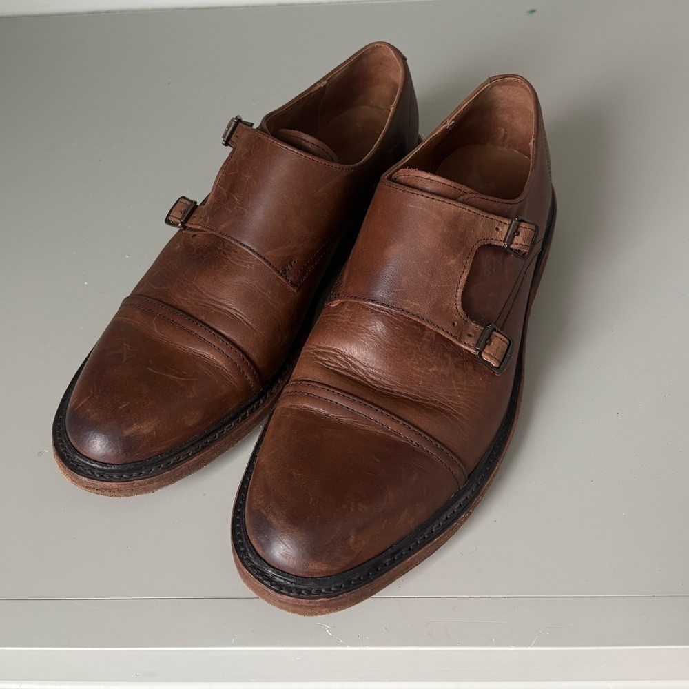 Frye Brown Leather Double Monk Strap Dress Shoes Men’s 9.5 D